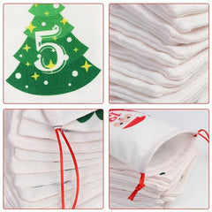 24pcs Christmas Advent Calendar Burlap Hanging Gift Bags