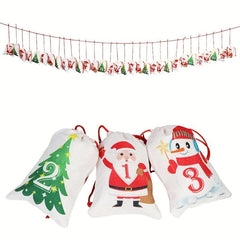 24pcs Christmas Advent Calendar Burlap Hanging Gift Bags