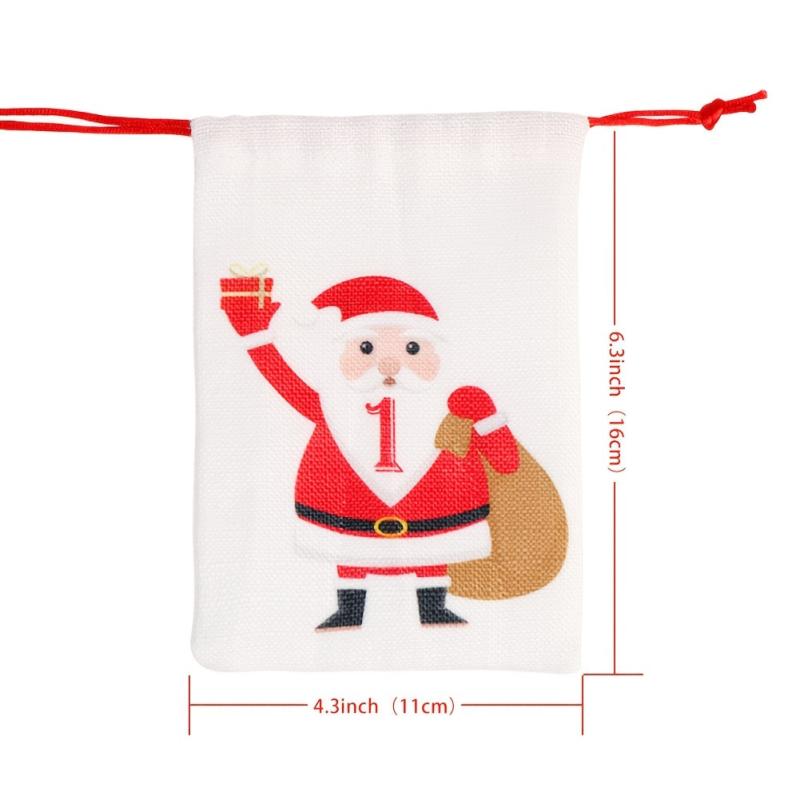 24pcs Christmas Advent Calendar Burlap Hanging Gift Bags