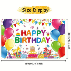 Colorful Balloons Birthday Backdrop Banner for Girls Boys