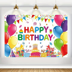 Colorful Balloons Birthday Backdrop Banner for Girls Boys