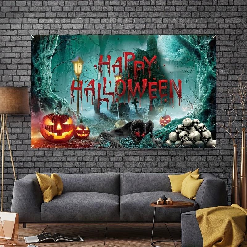 Happy Halloween Banner 109 x179 cm Scary Horror Themed Party Decoration