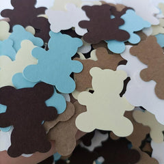 Teddy Bear Birthday Confetti & Brown Bear Shaped Baby Shower Decoration