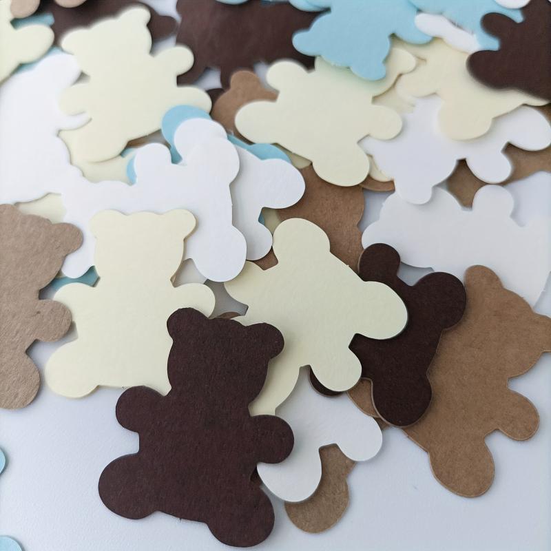 Teddy Bear Birthday Confetti & Brown Bear Shaped Baby Shower Decoration