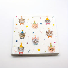 20pcs Happy Birthday Cat Napkin Set Tableware Favors Decorations