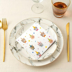 20pcs Happy Birthday Cat Napkin Set Tableware Favors Decorations