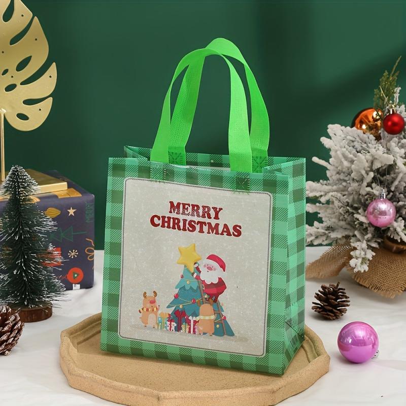 4pcs Waterproof Christmas Tote Bags Non Woven Snack and Gift Bags