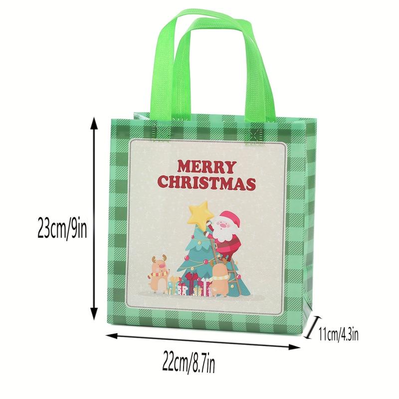 4pcs Waterproof Christmas Tote Bags Non Woven Snack and Gift Bags