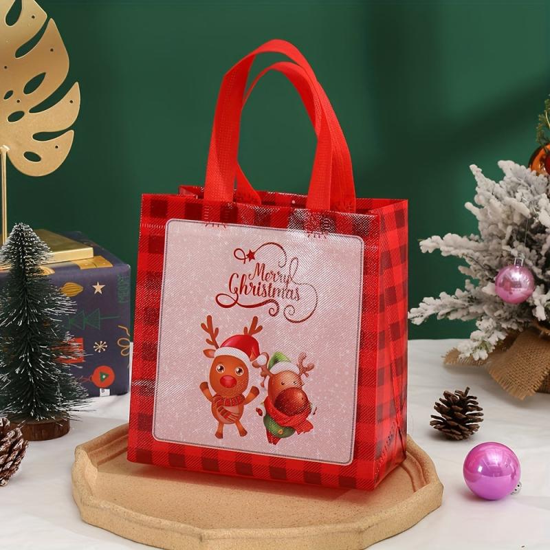 4pcs Waterproof Christmas Tote Bags Non Woven Snack and Gift Bags