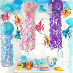 Hanging Jellyfish Lanterns Mermaid Party Supplies Under The Sea Theme Decor