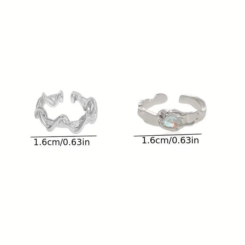 Light Moonstone Geometric Ring Adjustable Pair Ring for Women