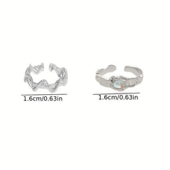 Light Moonstone Geometric Ring Adjustable Pair Ring for Women