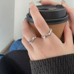 Light Moonstone Geometric Ring Adjustable Pair Ring for Women