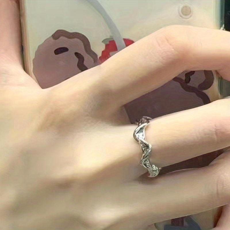 Light Moonstone Geometric Ring Adjustable Pair Ring for Women