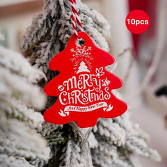 Christmas Decoration Red Green Hanging Sign Small Card Rope