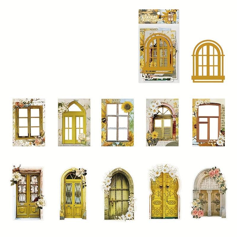 15pcs Vintage Flower Window Hollow Paper for Journal Scrapbooking
