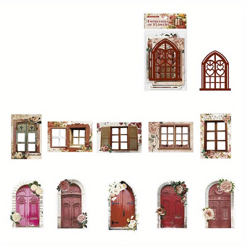 15pcs Vintage Flower Window Hollow Paper for Journal Scrapbooking