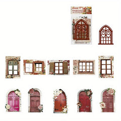 15pcs Vintage Flower Window Hollow Paper for Journal Scrapbooking