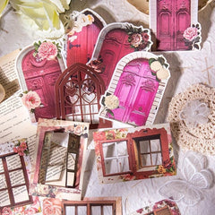 15pcs Vintage Flower Window Hollow Paper for Journal Scrapbooking