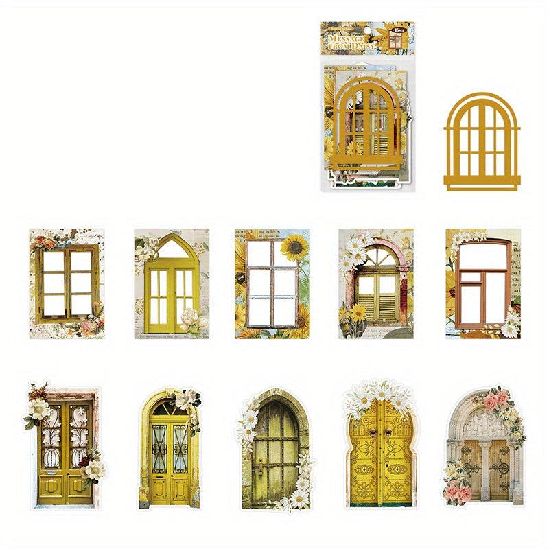 15pcs Vintage Flower Window Hollow Paper for Journal Scrapbooking