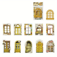 15pcs Vintage Flower Window Hollow Paper for Journal Scrapbooking