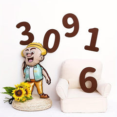 Felt Coffee Non woven Fabric Numbers Birthday Decoration