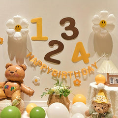 Felt Coffee Non woven Fabric Numbers Birthday Decoration