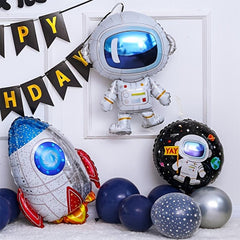 Space Theme Party Backdrop Decoration Aluminum Foil Balloon Spaceman Rocket Film