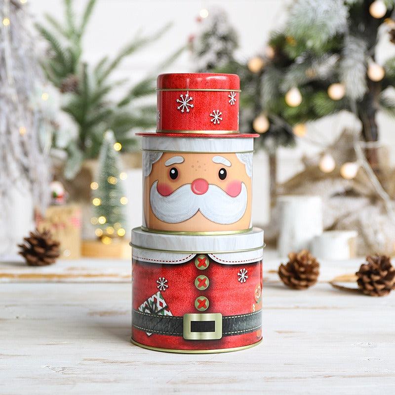 3pcs Christmas 3D Elderly Cans Tin Gift Boxes Candy Boxes