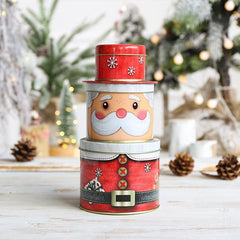 3pcs Christmas 3D Elderly Cans Tin Gift Boxes Candy Boxes