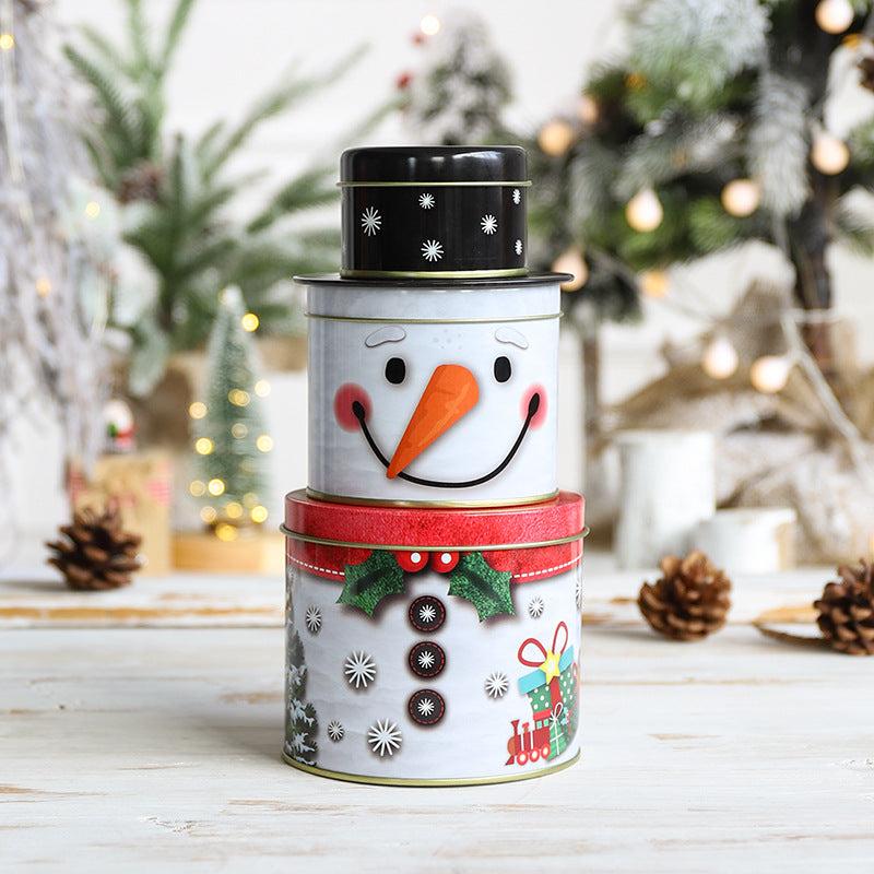 3pcs Christmas 3D Elderly Cans Tin Gift Boxes Candy Boxes