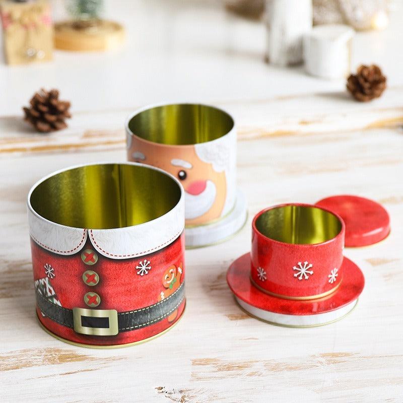 3pcs Christmas 3D Elderly Cans Tin Gift Boxes Candy Boxes