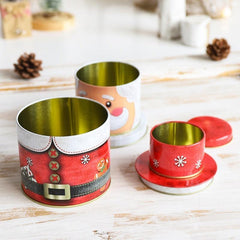 3pcs Christmas 3D Elderly Cans Tin Gift Boxes Candy Boxes