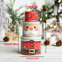 3pcs Christmas 3D Elderly Cans Tin Gift Boxes Candy Boxes