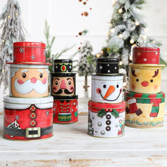 3pcs Christmas 3D Elderly Cans Tin Gift Boxes Candy Boxes
