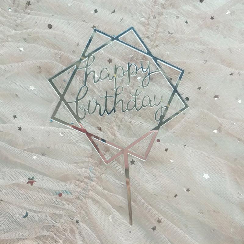 Acrylic Birthday Cake Insert Square Happy Birthday Cake Decoration