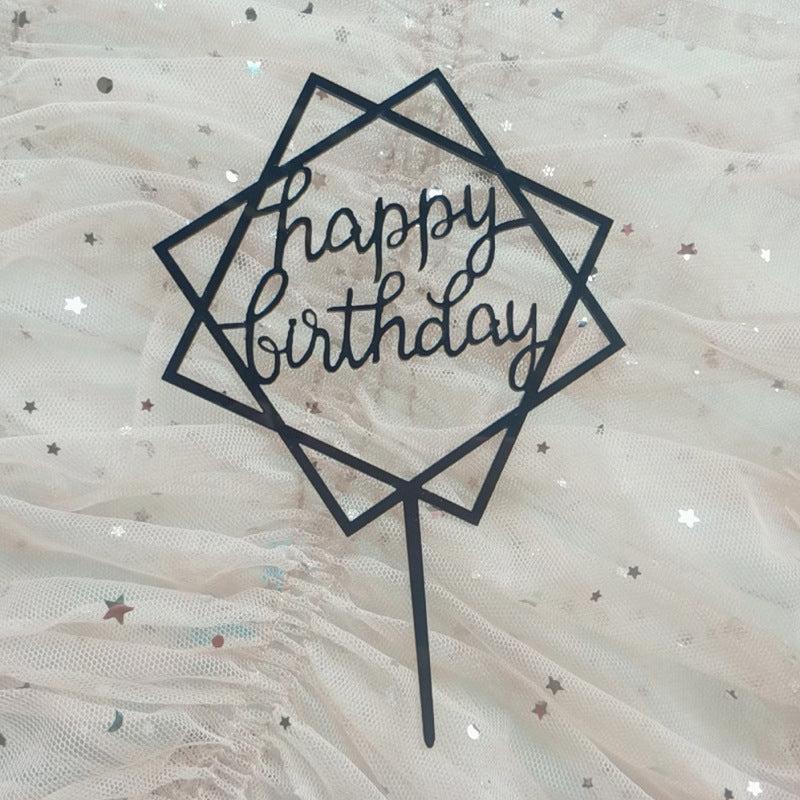 Acrylic Birthday Cake Insert Square Happy Birthday Cake Decoration