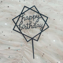 Acrylic Birthday Cake Insert Square Happy Birthday Cake Decoration