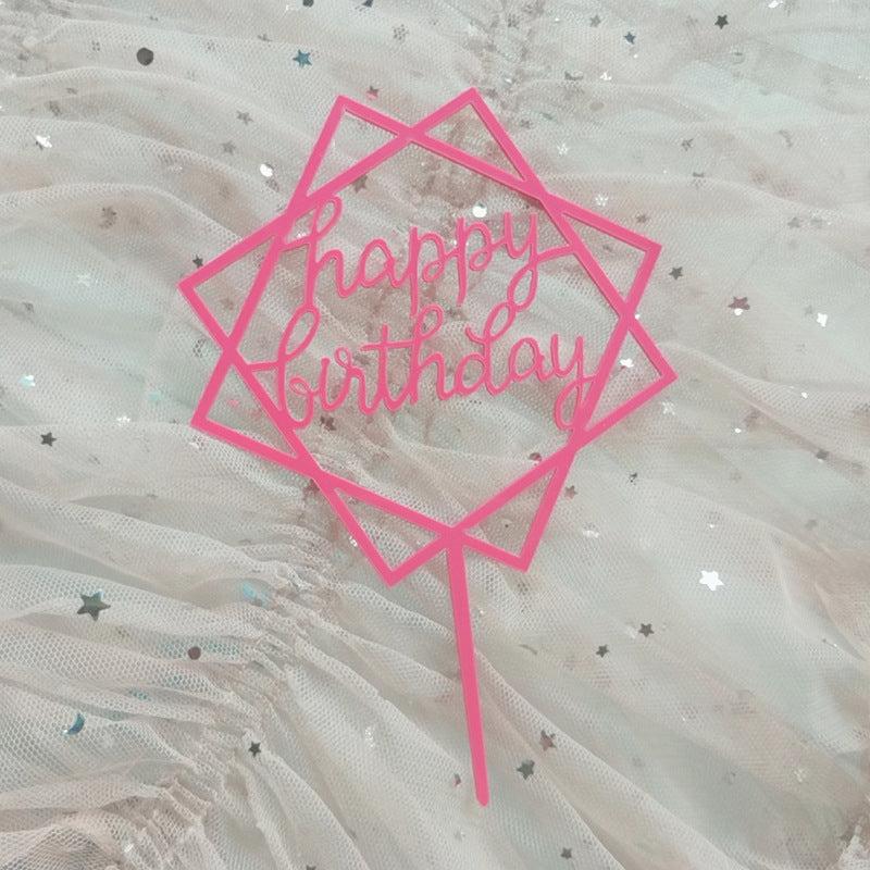 Acrylic Birthday Cake Insert Square Happy Birthday Cake Decoration