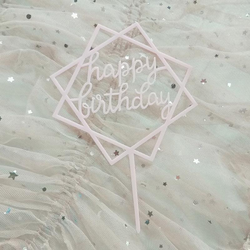 Acrylic Birthday Cake Insert Square Happy Birthday Cake Decoration