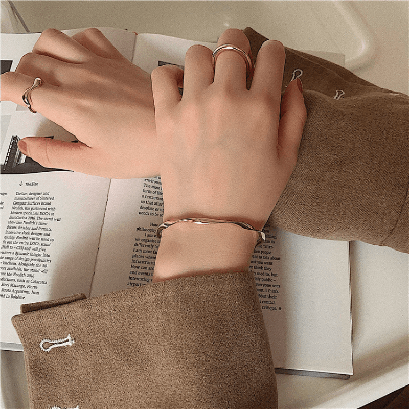 Wave Pattern Open Bracelet Light Personalized