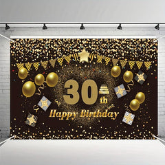 30th Birthday Happy Banner & Party Supplies - Golden Background
