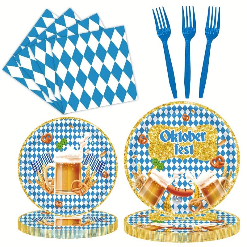 Beer Party Tableware & Checkered Plates Holiday Supplies