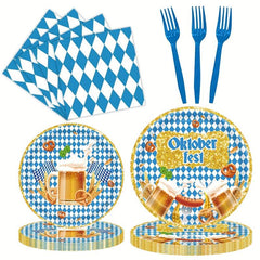 Beer Party Tableware & Checkered Plates Holiday Supplies
