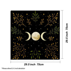 Olive Leaf Triple Moon Tarot Tablecloth for Wicca Altar Spread