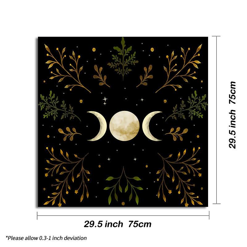 Olive Leaf Triple Moon Tarot Tablecloth for Wicca Altar Spread