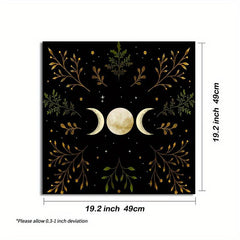 Olive Leaf Triple Moon Tarot Tablecloth for Wicca Altar Spread
