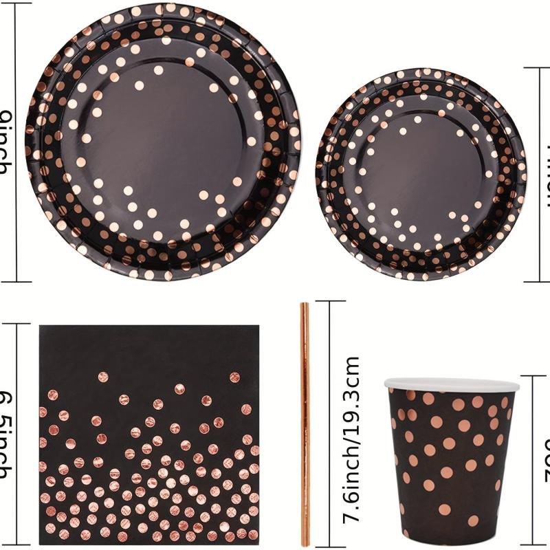 Bronzing Rose Red Theme Party Tableware Birthday Paper Cup Plate Tablecloth