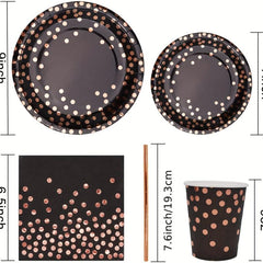 Bronzing Rose Red Theme Party Tableware Birthday Paper Cup Plate Tablecloth