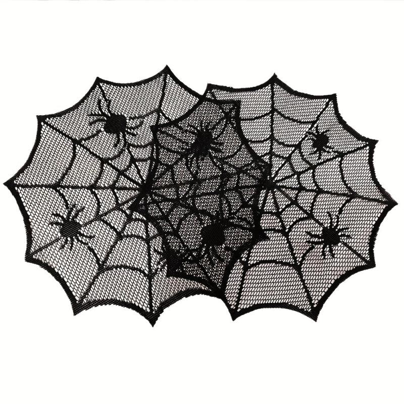 2pcs Halloween Round Lace Placemat Table Decoration Cloth Napkin